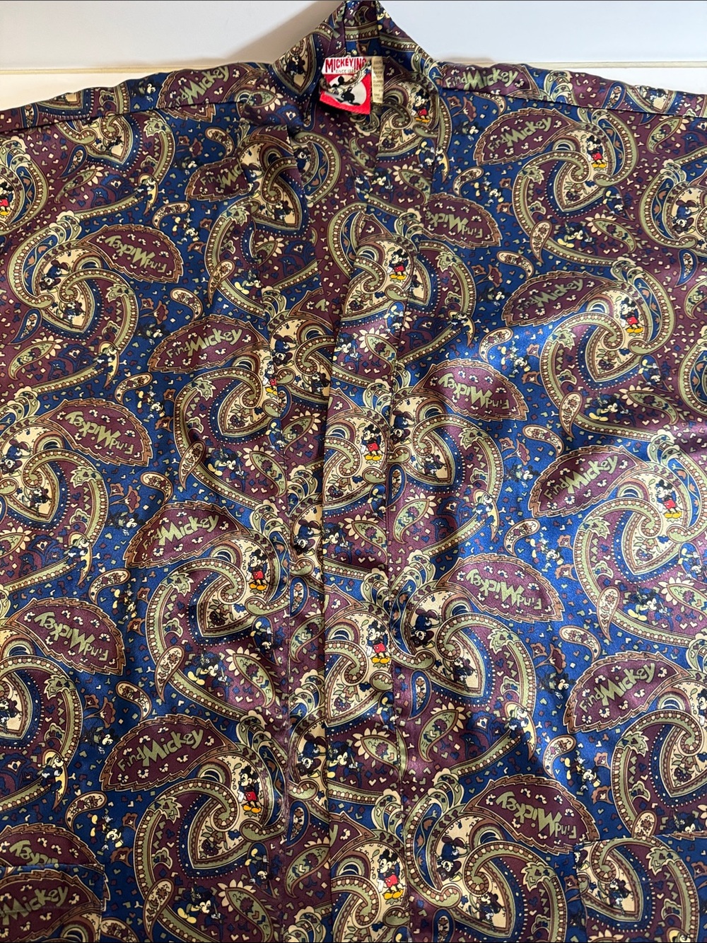 Mickey Mouse Paisley bathrobe Navy & Burgundy